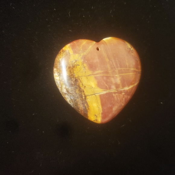 New Hand Carved Picasso Jasper Heart Shaped Pendant. - Picture 3 of 11